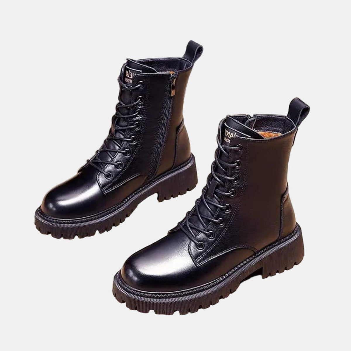 Lace-Up Fleece-Lined Combat Ankle Boots for Women - View 4
