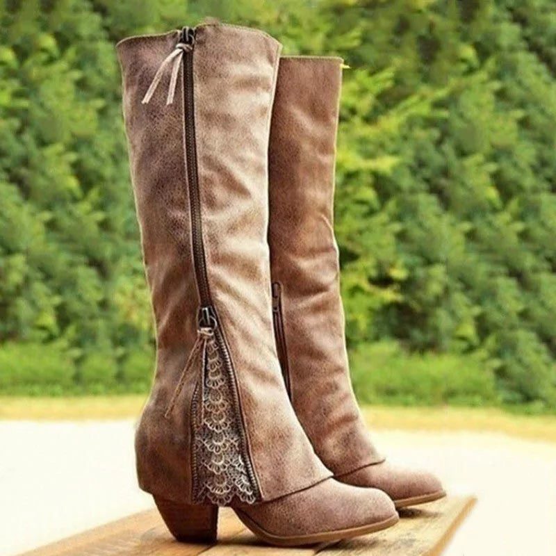 Lace-Up Knee-High Boots for Women