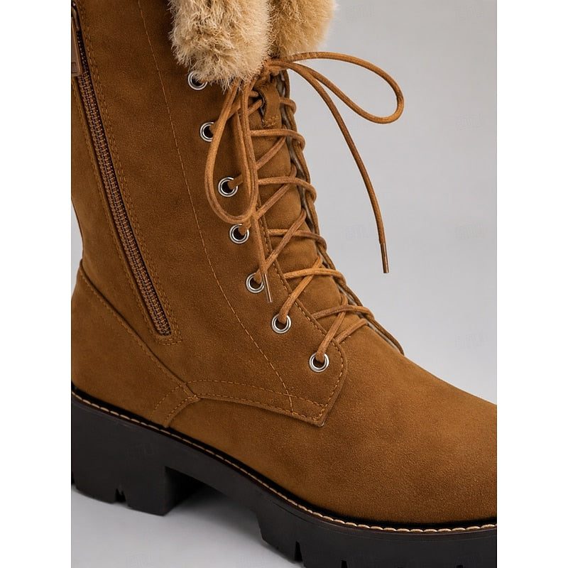 Lace-Up Platform Knee-High Winter Boots for Women - View 3