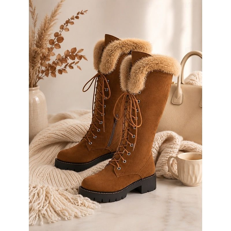 Lace-Up Platform Knee-High Winter Boots for Women - View 4
