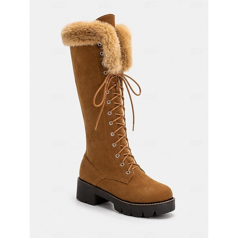 Lace-Up Platform Knee-High Winter Boots for Women - View 5