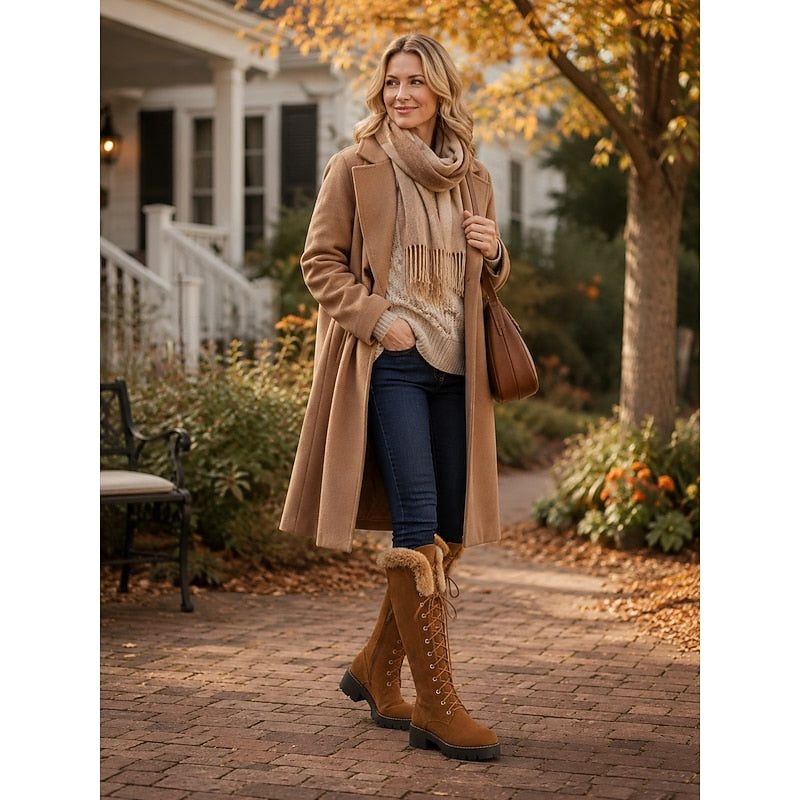 Lace-Up Platform Knee-High Winter Boots for Women - View 7