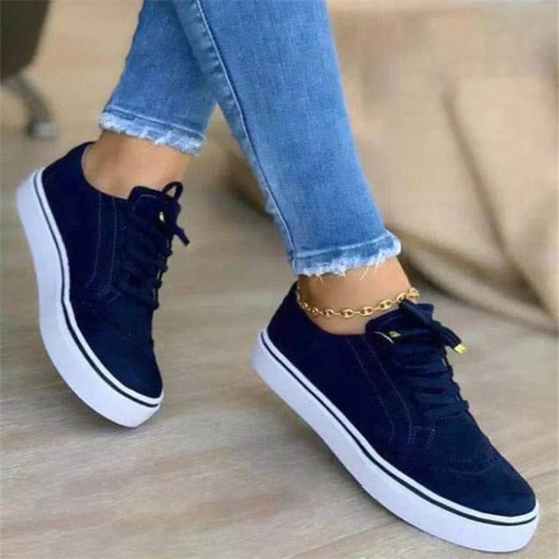 Lace-Up Platform Sneakers for Women - Blue