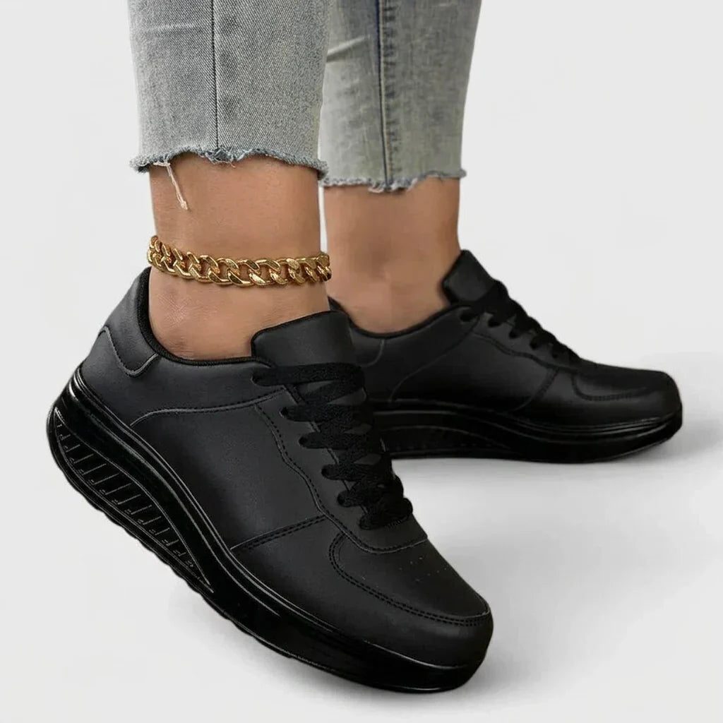 Lace-Up Platform Sneakers for Women - Black
