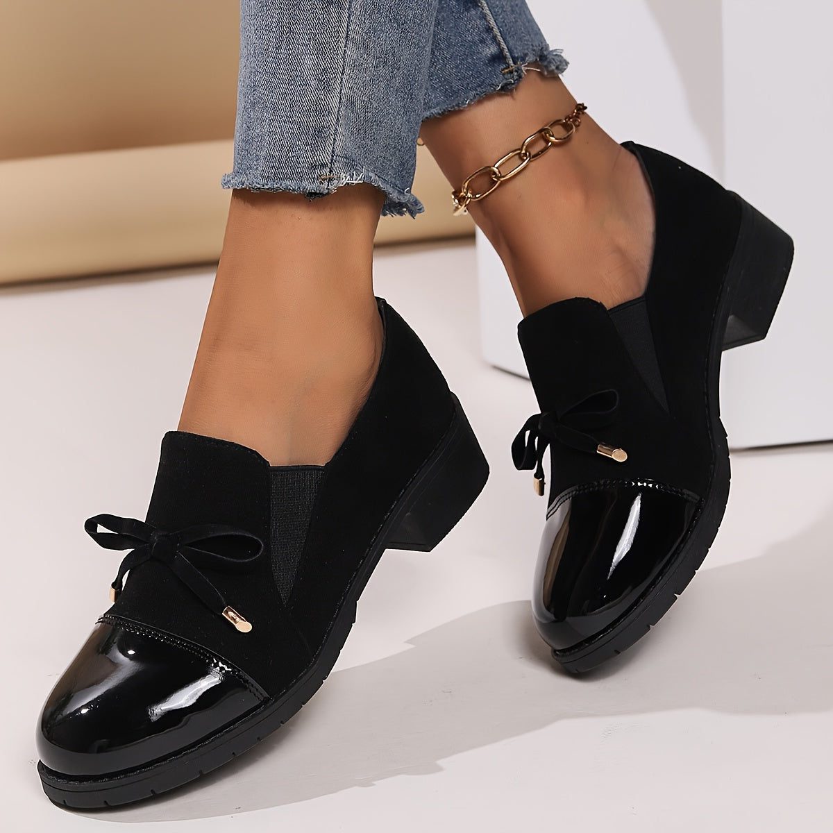 Lace-Up Suede Loafers for Women - Black