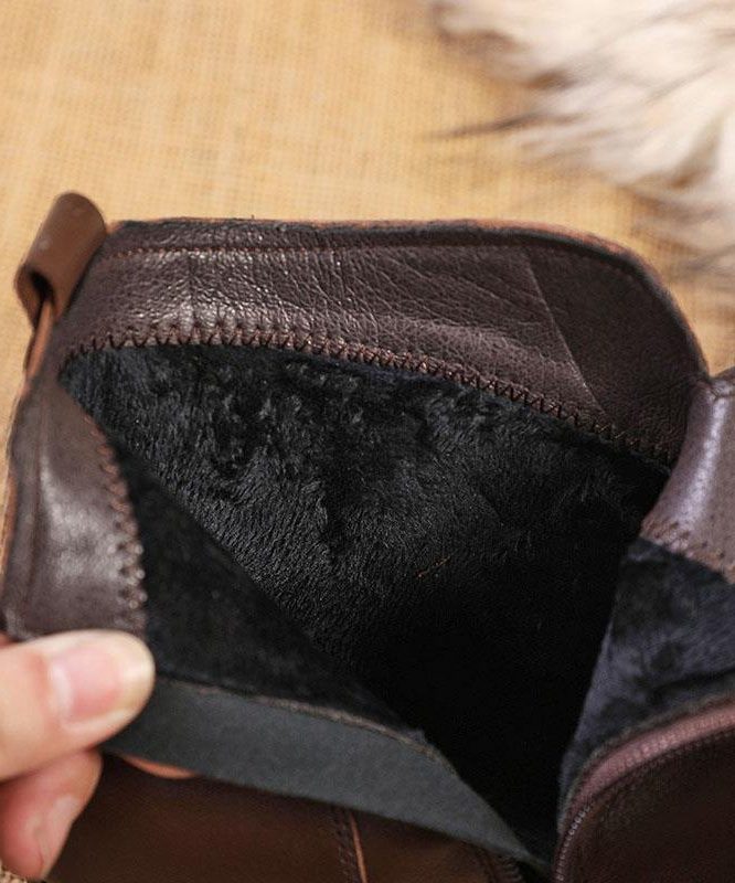 Leather Square Toe Ankle Boots with Chunky Heel for Women - View 4