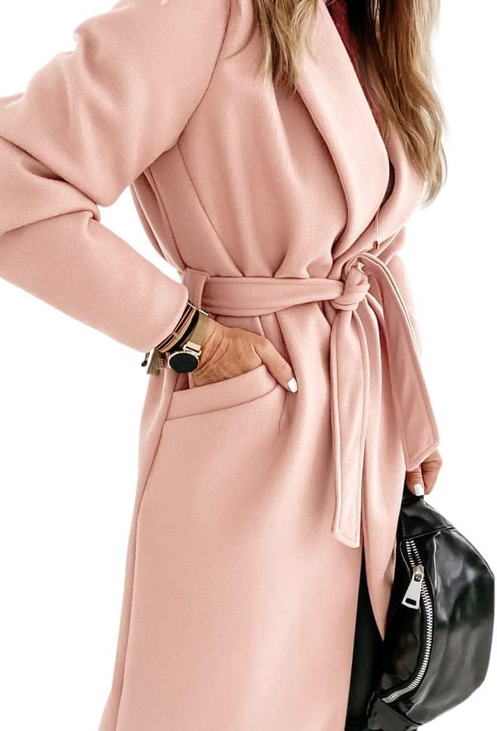 Long Belted Lapel Coat for Women - View 12