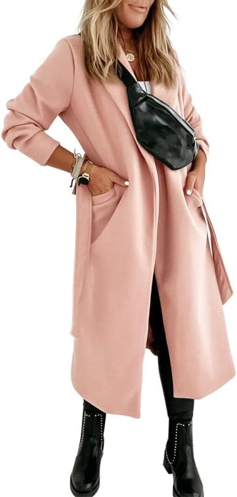 Long Belted Lapel Coat for Women - View 14