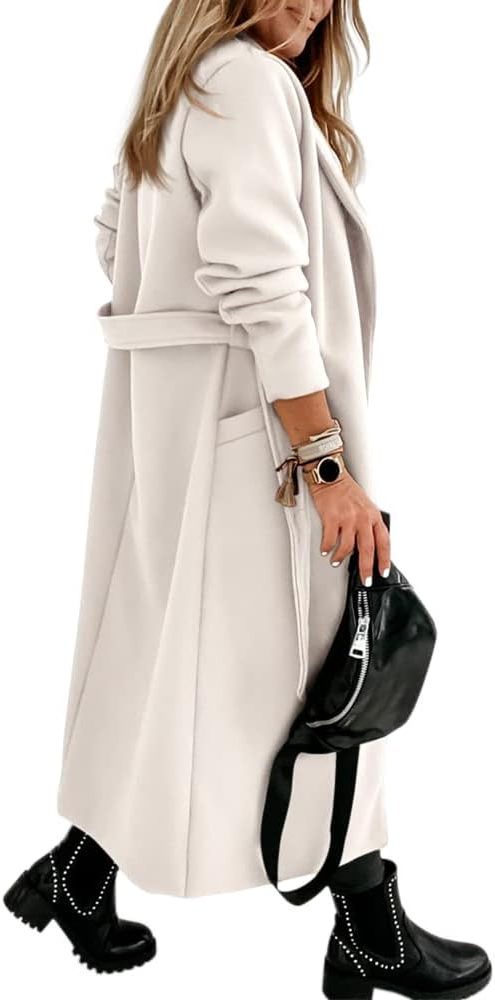 Long Belted Lapel Coat for Women - View 20