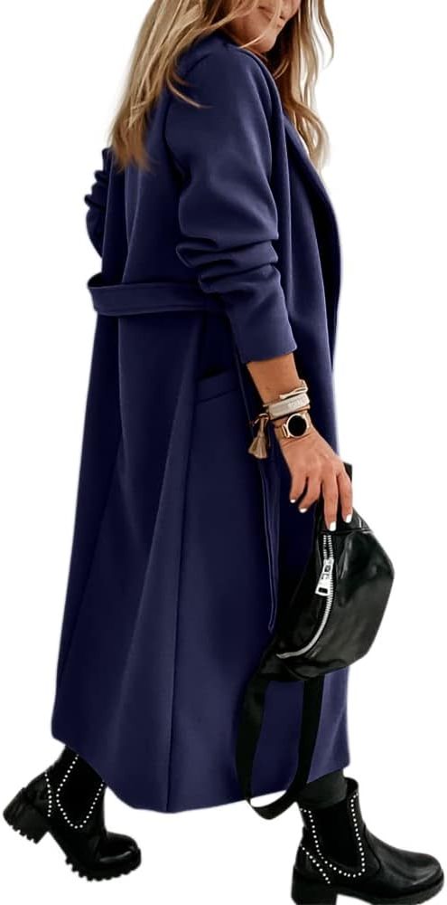 Long Belted Lapel Coat for Women - View 25