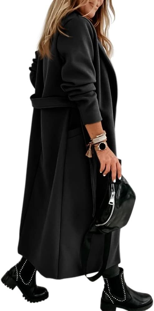 Long Belted Lapel Coat for Women - View 35