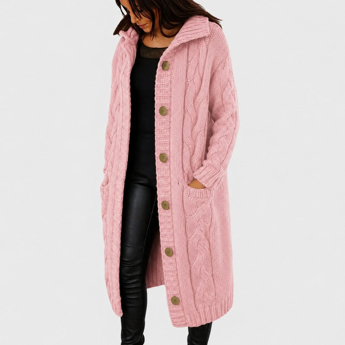 Long Cardigan with Button Closure for Women
