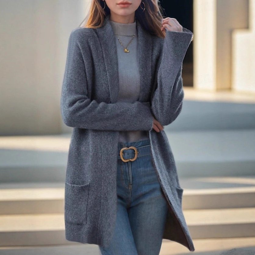Long Knit Cardigan with Pockets for Women - View 3