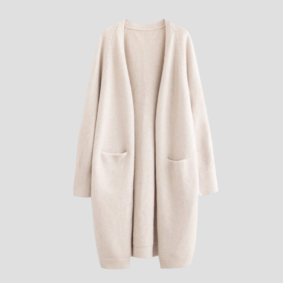 Long Open-Front Cashmere Cardigan for Women