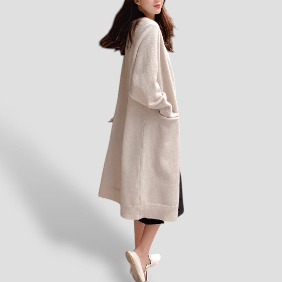 Long Open-Front Cashmere Cardigan for Women - View 2