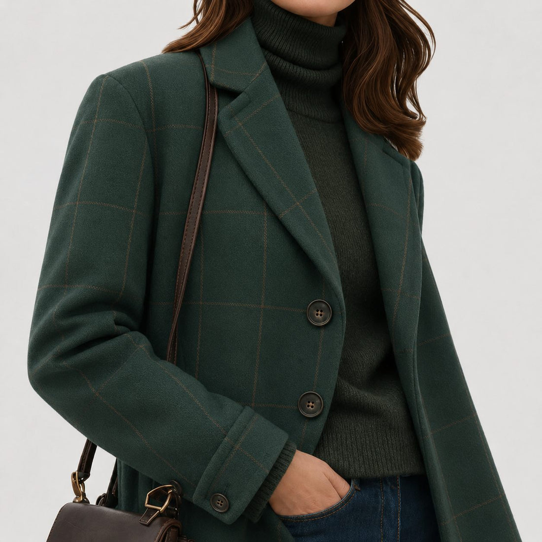 Long Plaid Overcoat for Women