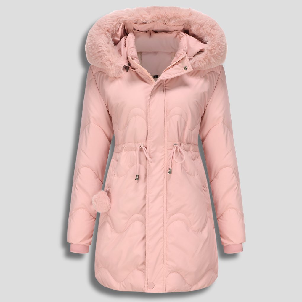 Long Quilted Parka for Women - Pink