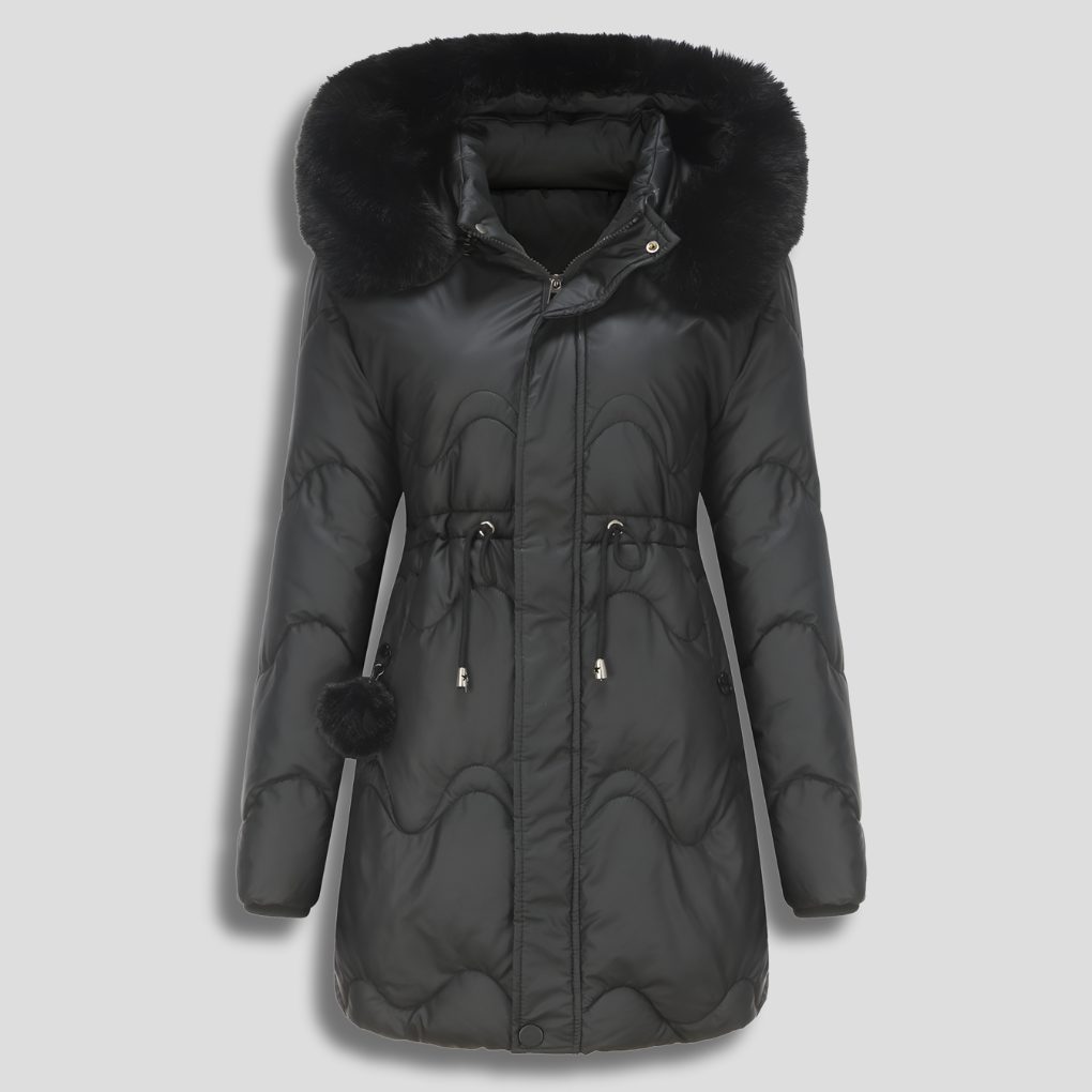 Long Quilted Parka for Women - Black