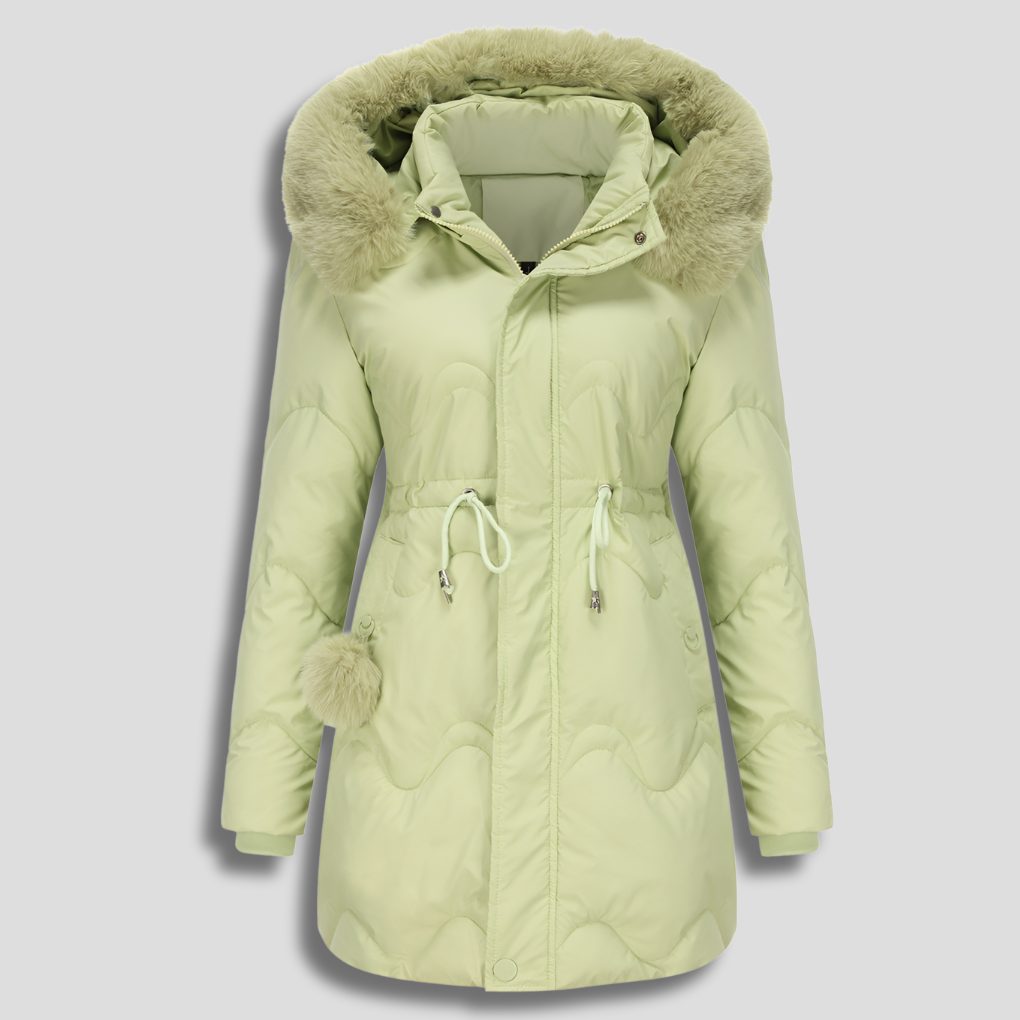 Long Quilted Parka for Women - Green
