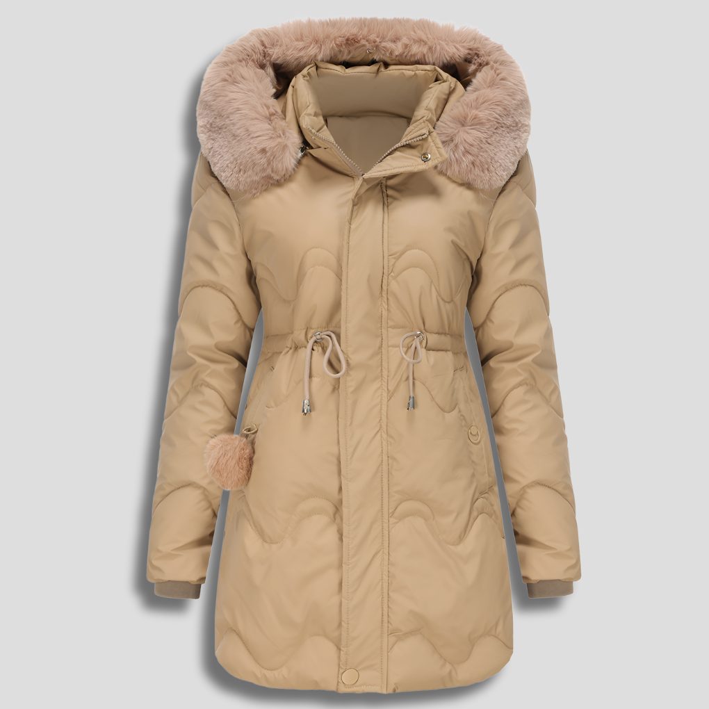 Long Quilted Parka for Women - Khaki