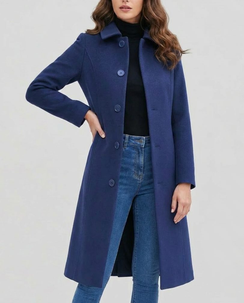 Long Single-Breasted Trench Coat with Collar for Women - View 5
