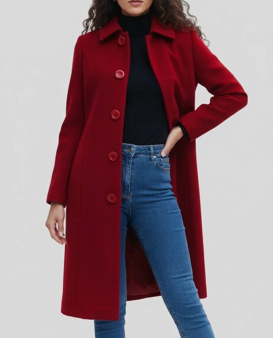 Long Single-Breasted Trench Coat with Collar for Women - View 7