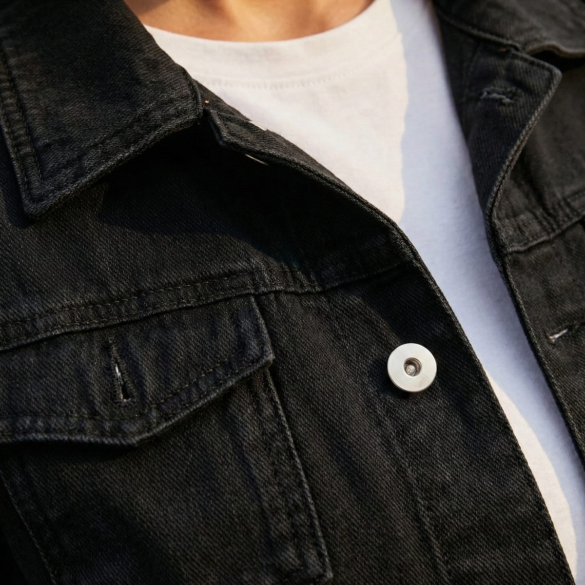 Long Sleeve Button-Down Denim Jacket with Lapel Collar for Women - View 9