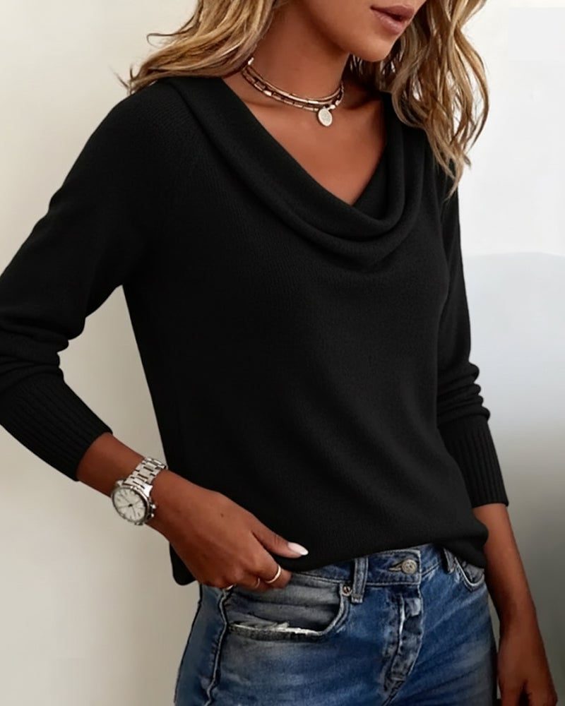 Long Sleeve Cowl Neck Knit Sweater for Women - View 16