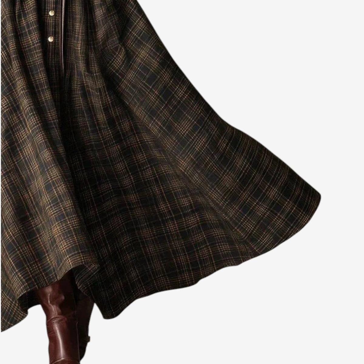Long Sleeve Plaid A-Line Maxi Dress for Women - View 3