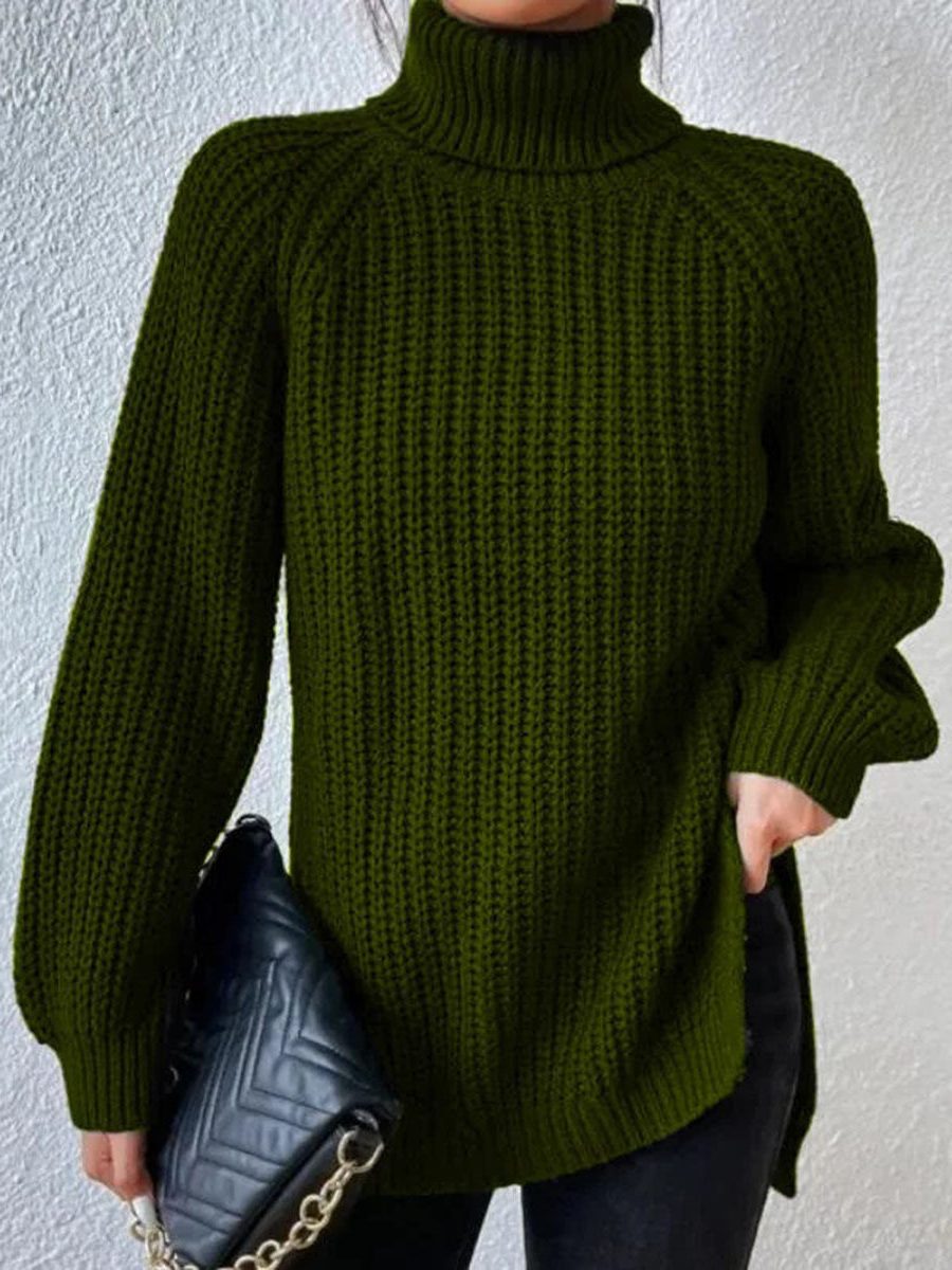 Long Sleeve Turtleneck Sweater for Women - Green