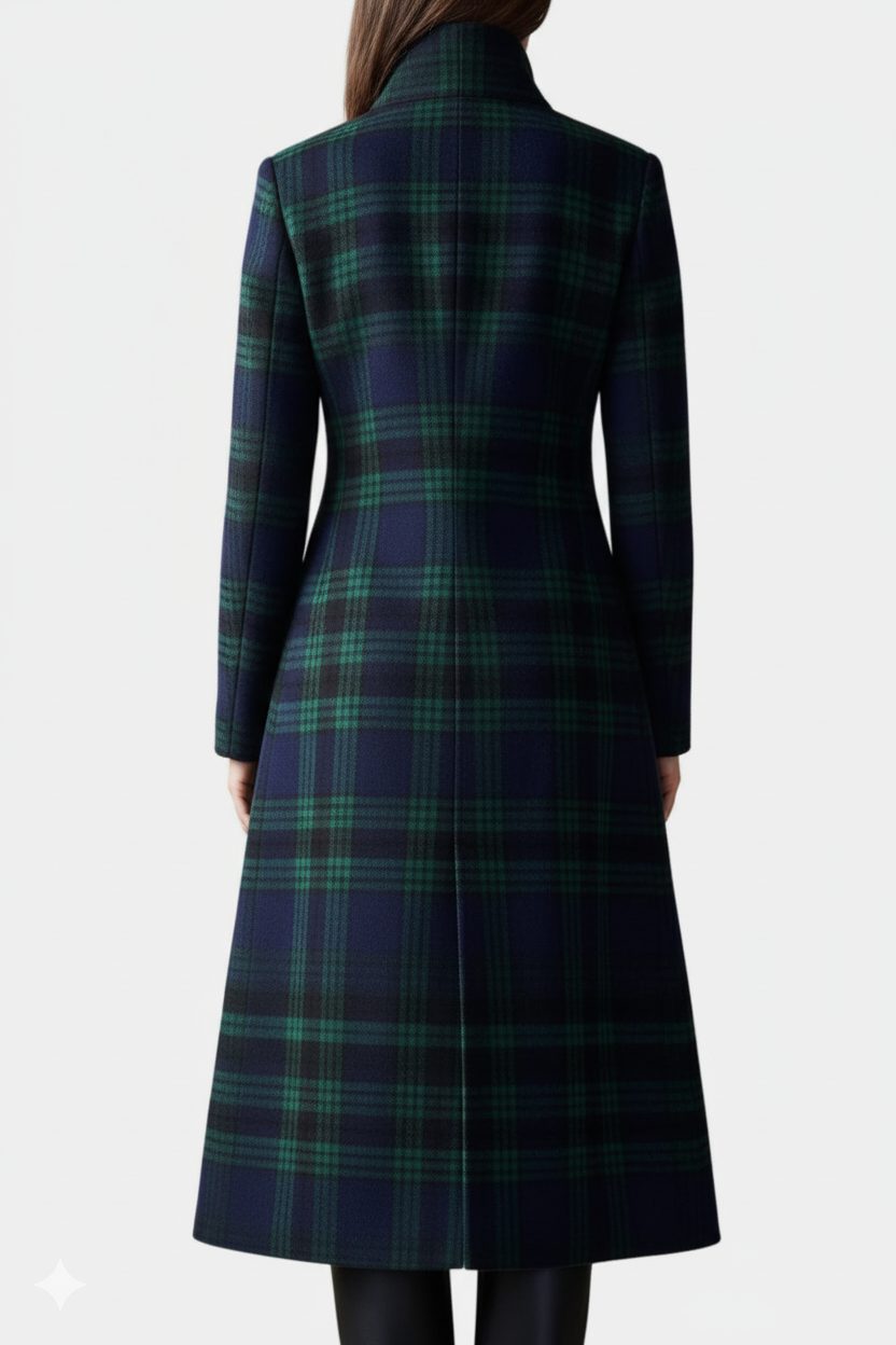 Long Wool Plaid Winter Coat for Women - View 2