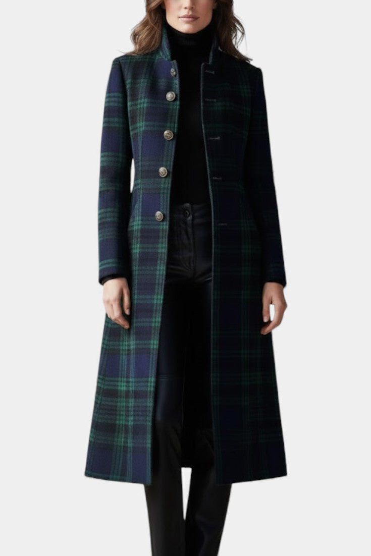 Long Wool Plaid Winter Coat for Women - View 5