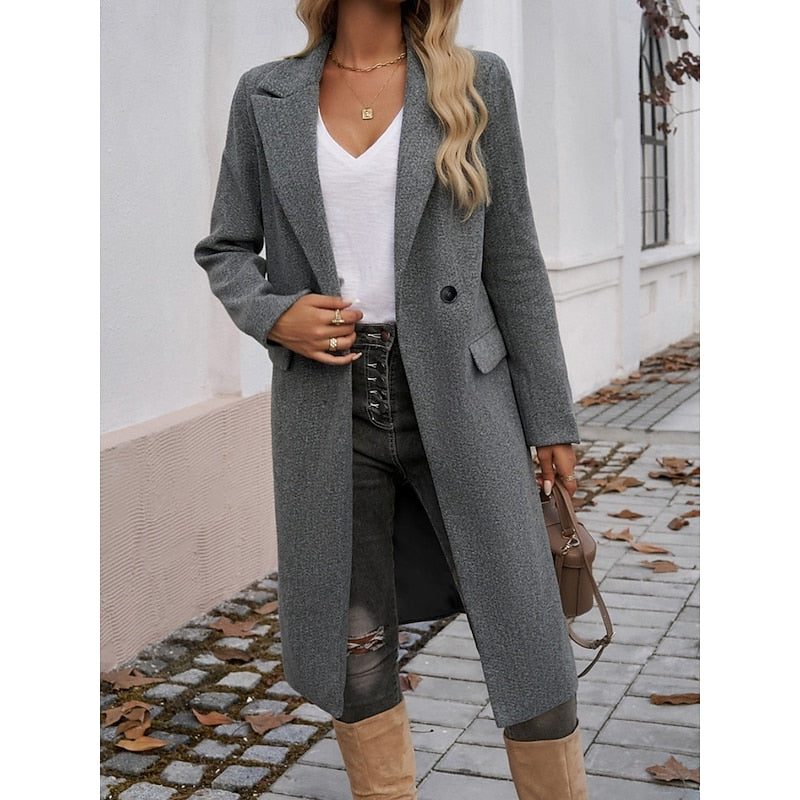 Longline Double-Breasted Coat for Women