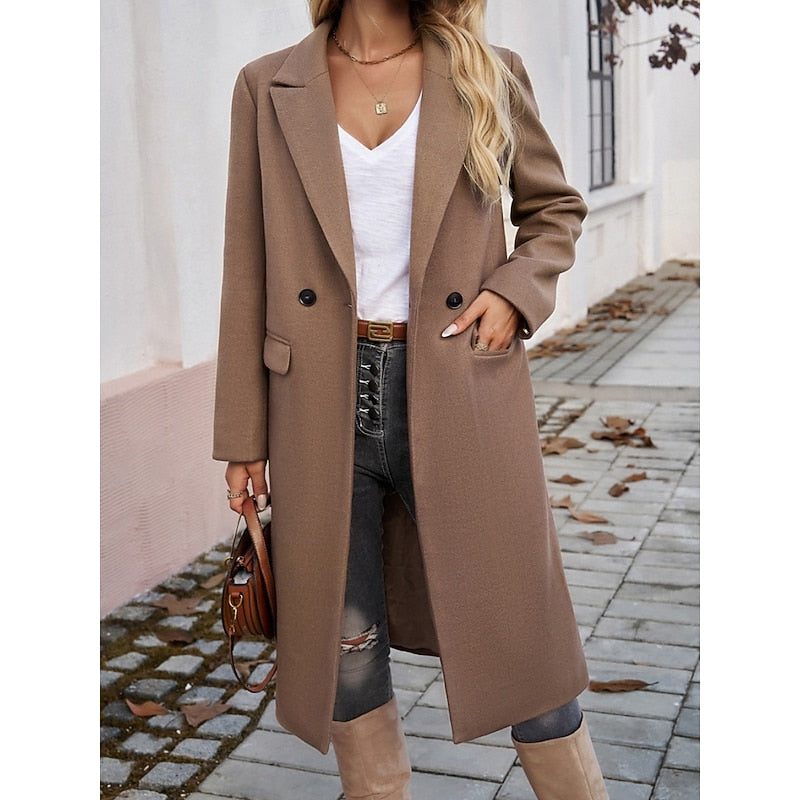 Longline Double-Breasted Coat for Women - View 10
