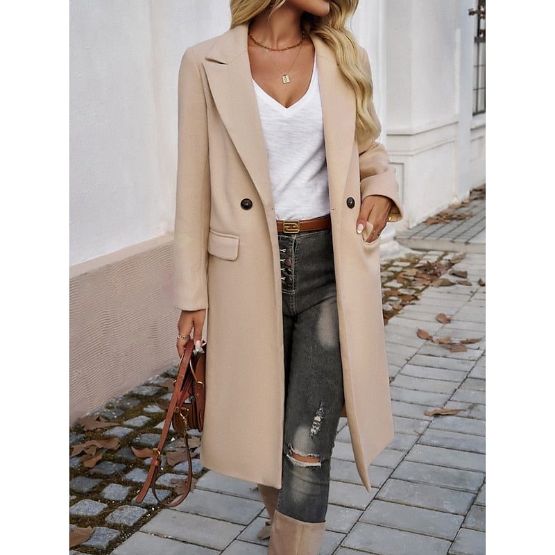 Longline Double-Breasted Coat for Women - View 15