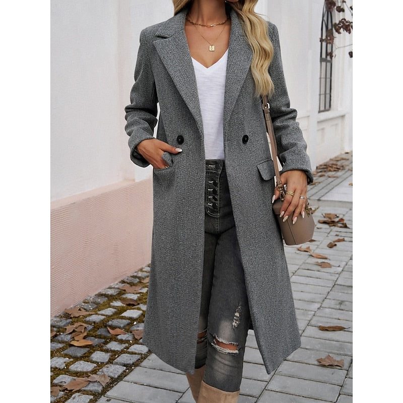 Longline Double-Breasted Coat for Women