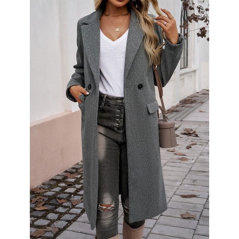 Longline Double-Breasted Coat for Women - View 3