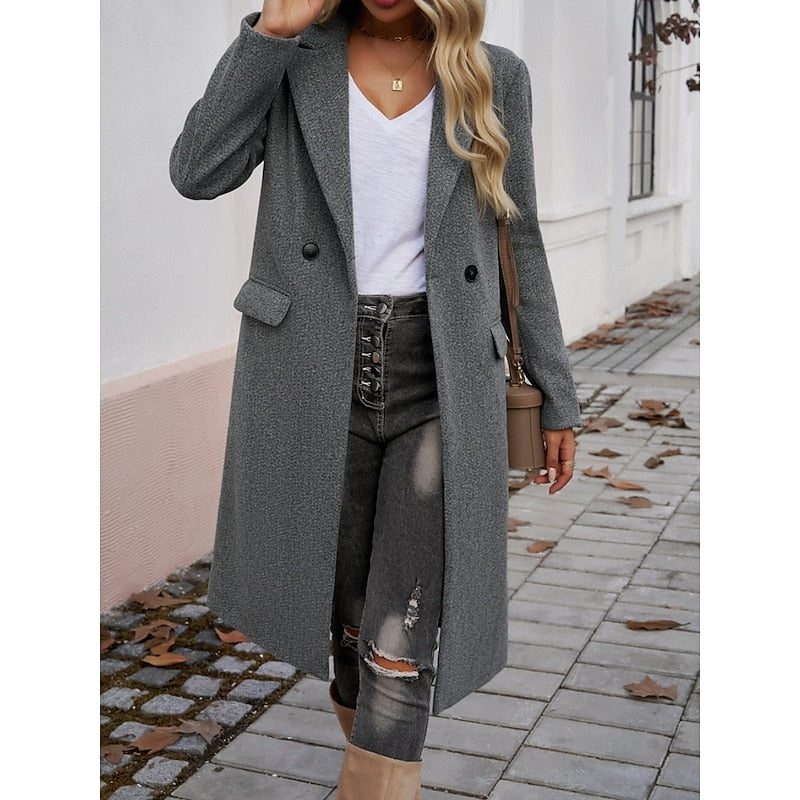 Longline Double-Breasted Coat for Women - View 4