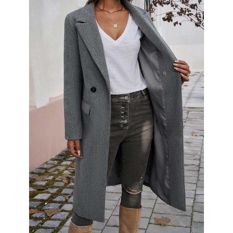 Longline Double-Breasted Coat for Women - View 5