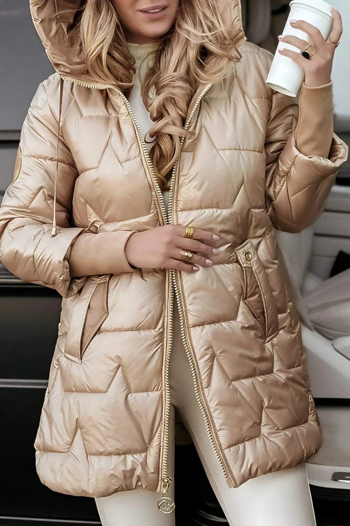Longline Puffer Coat for Women