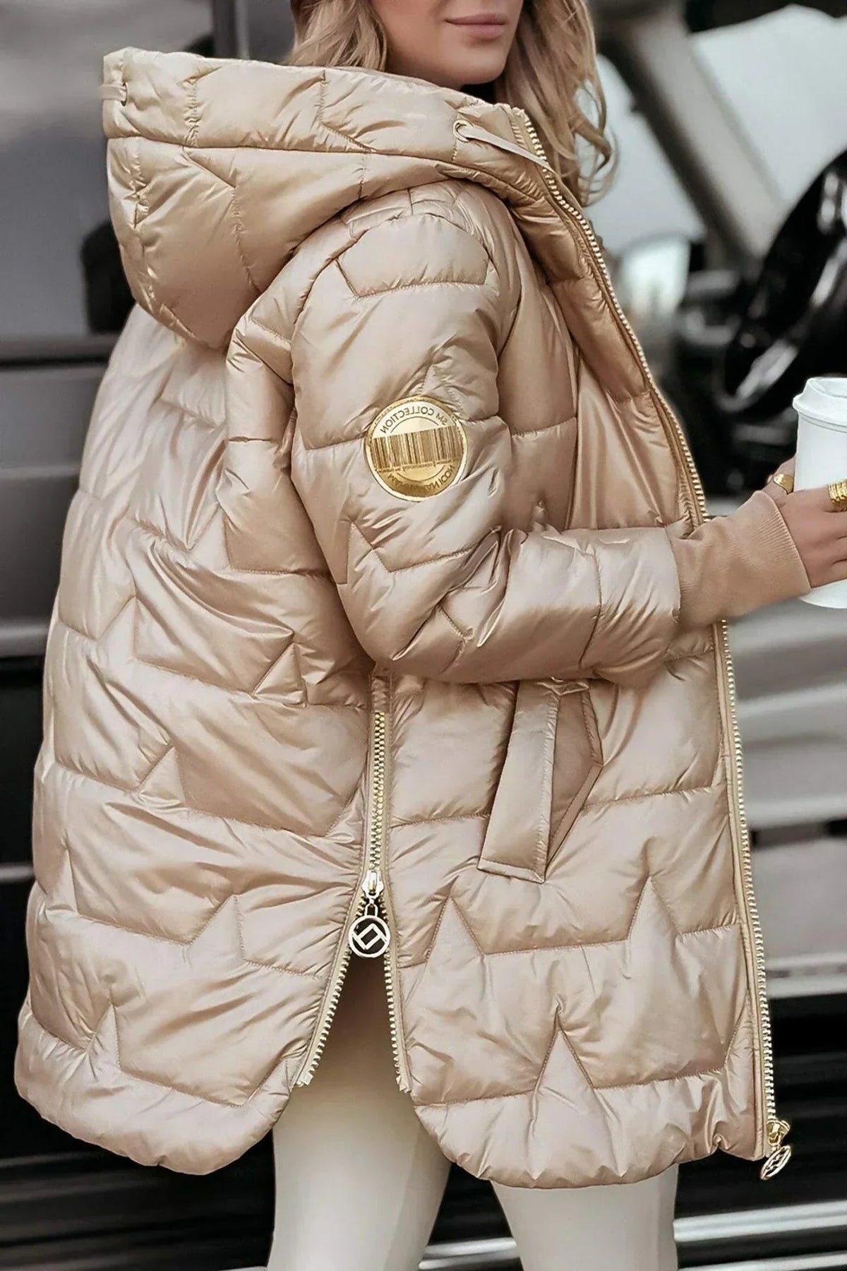 Longline Puffer Coat for Women - View 5