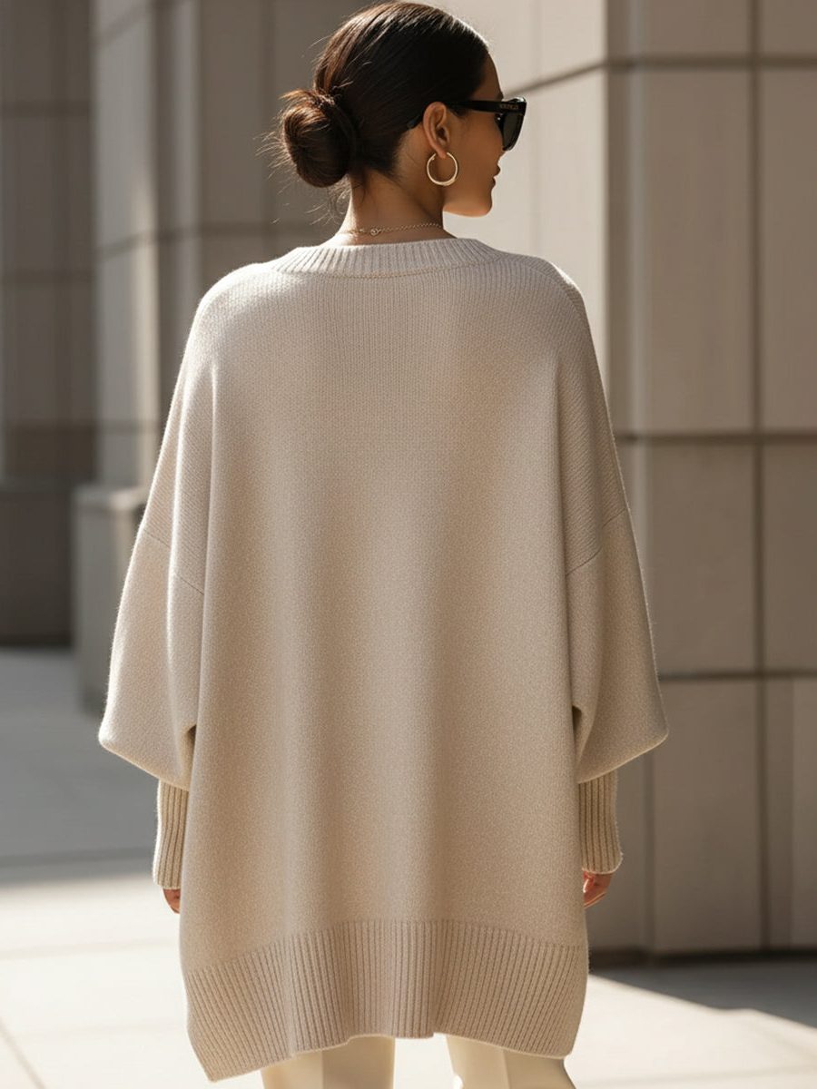 Longline Ribbed Knit Pullover for Women - View 8