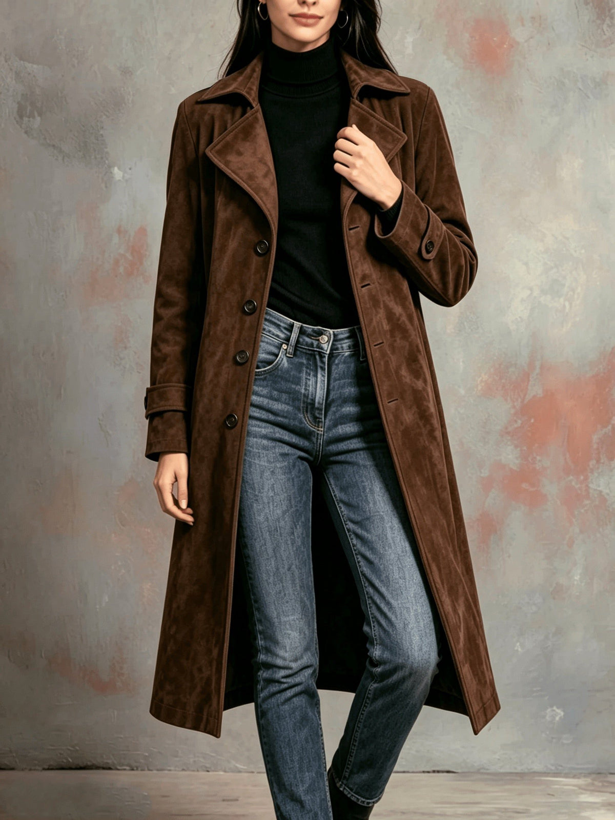 Longline Suede Blazer for Women - View 4