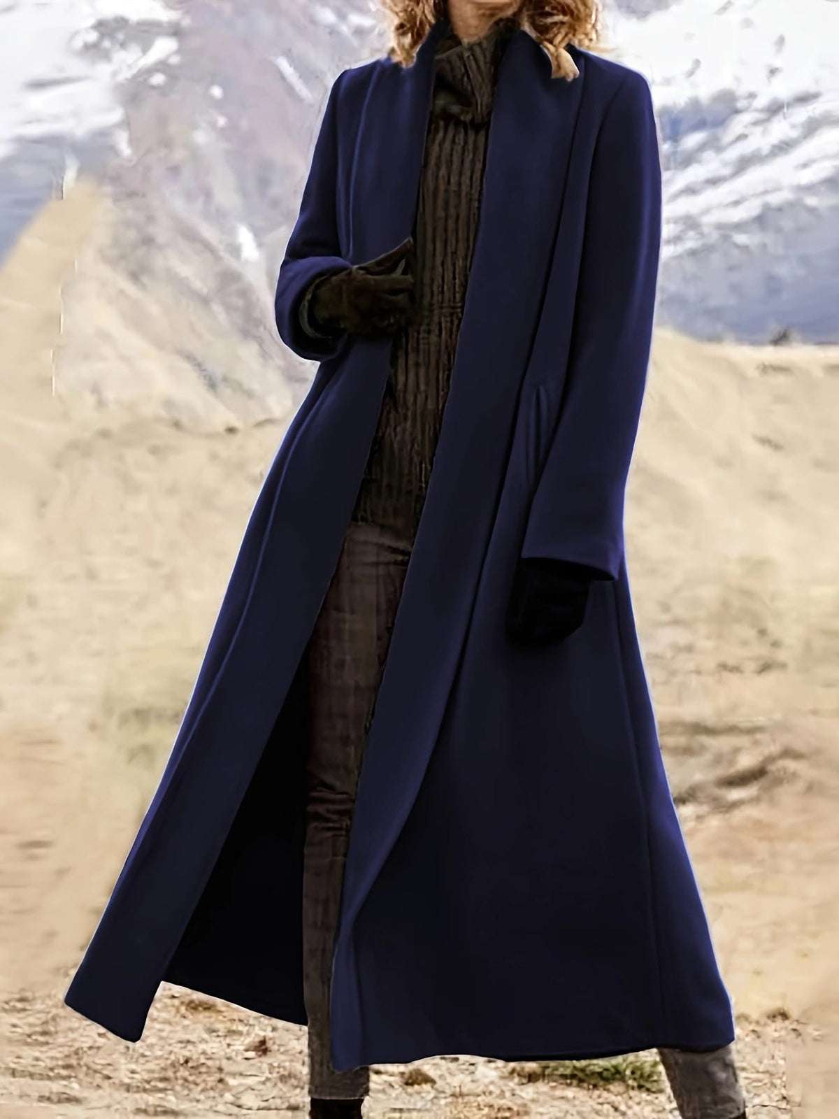 Longline Wool Coat for Women - View 11