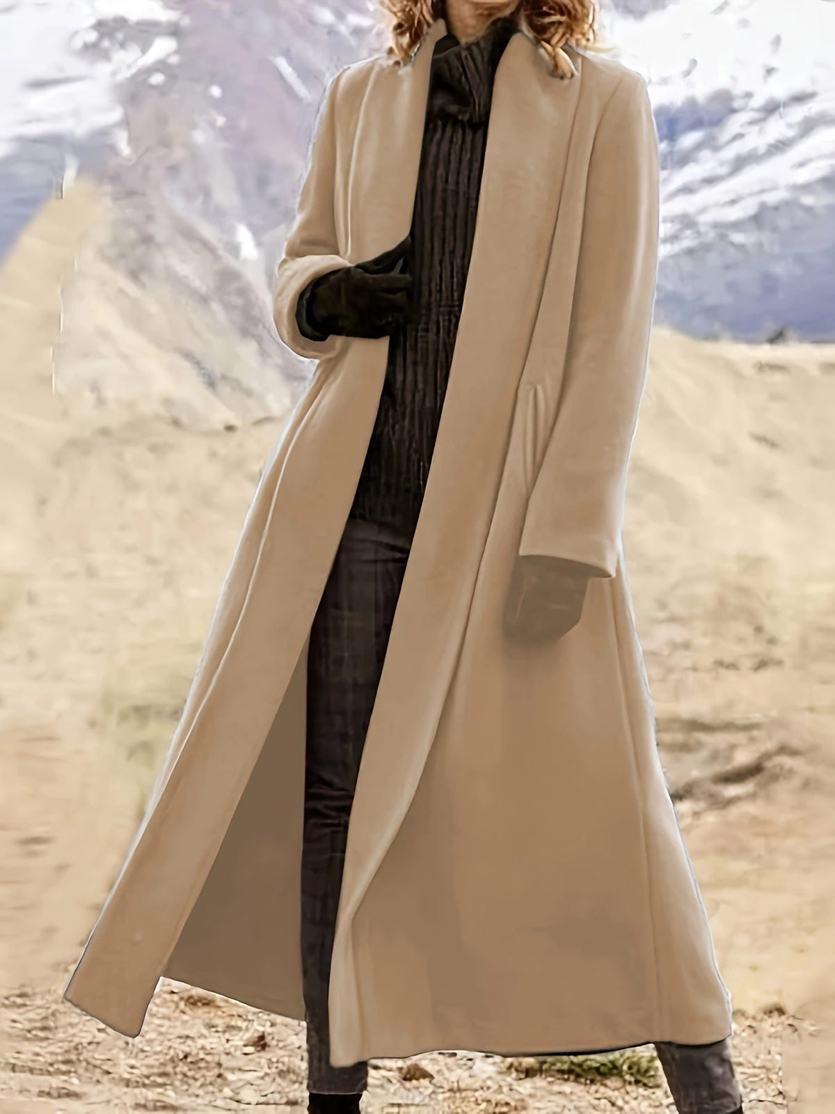 Longline Wool Coat for Women - View 15
