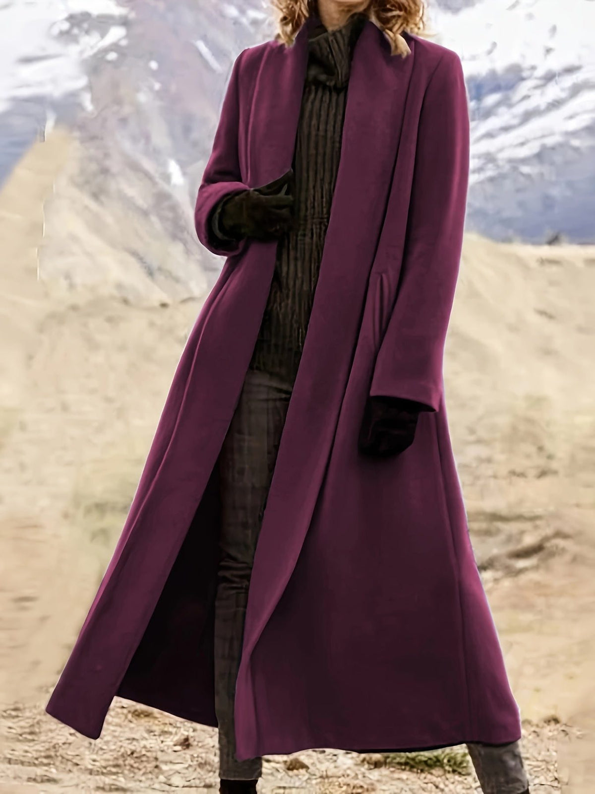Longline Wool Coat for Women - View 19