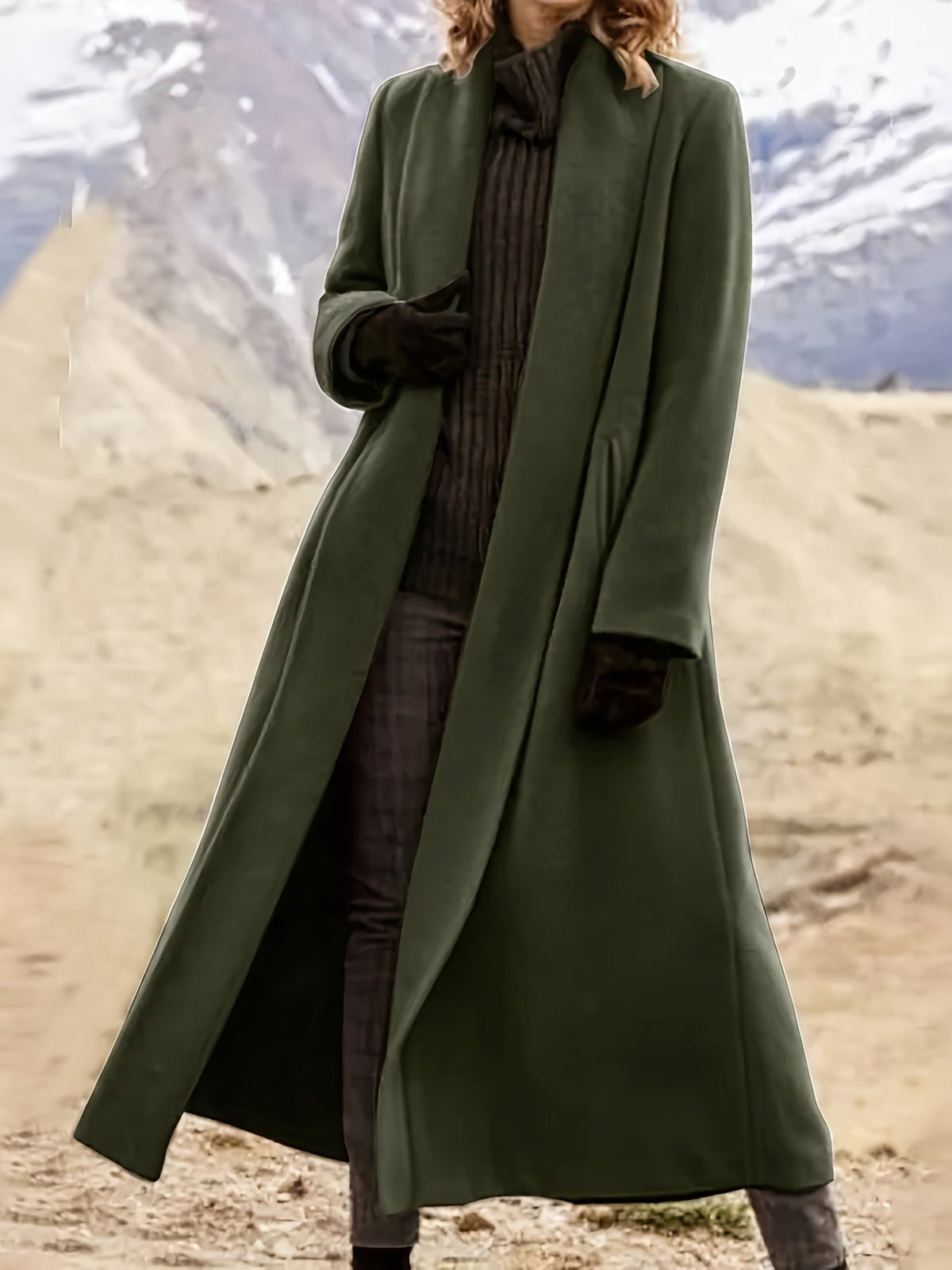 Longline Wool Coat for Women - View 2