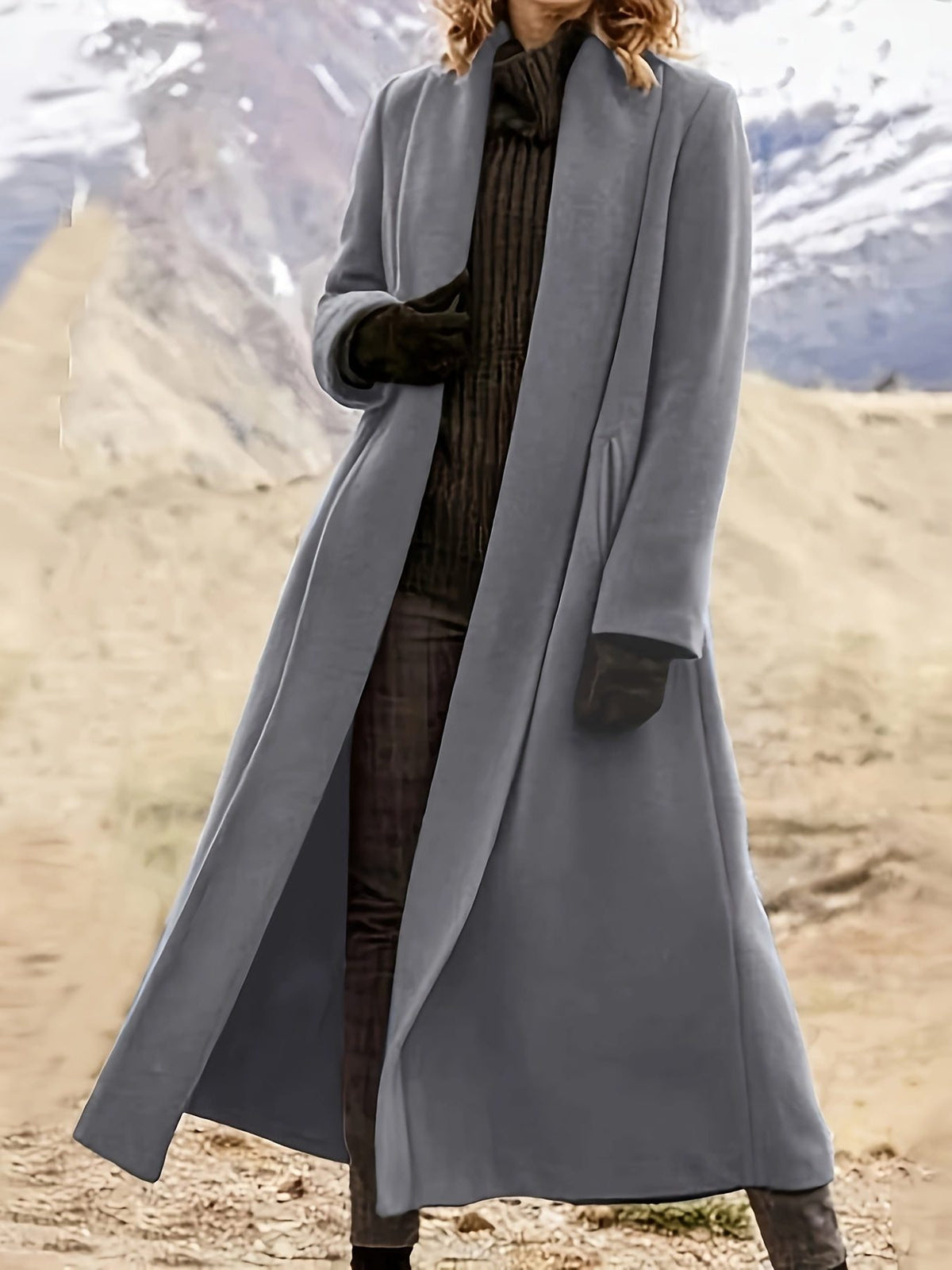 Longline Wool Coat for Women - View 23