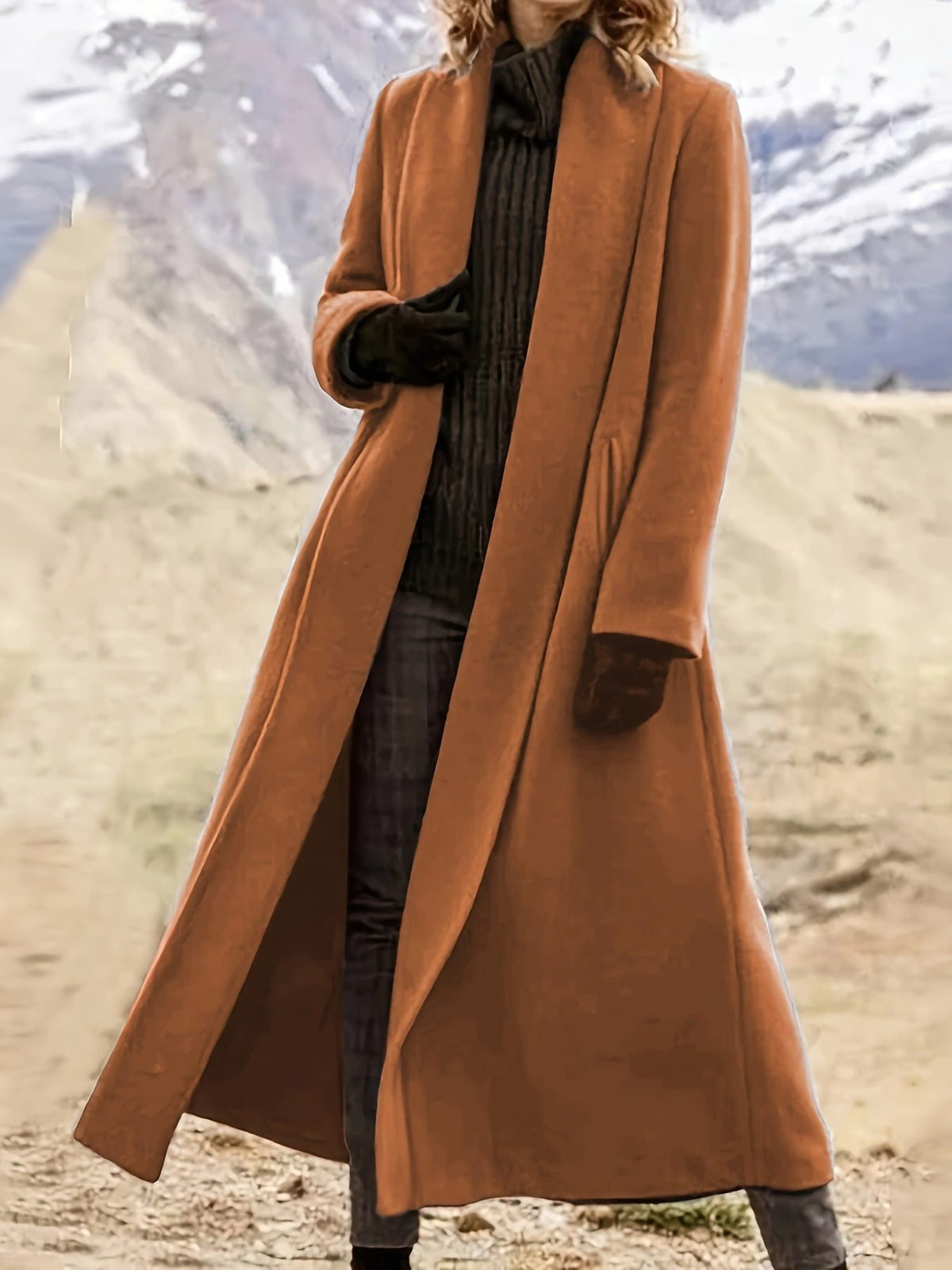 Longline Wool Coat for Women - View 27