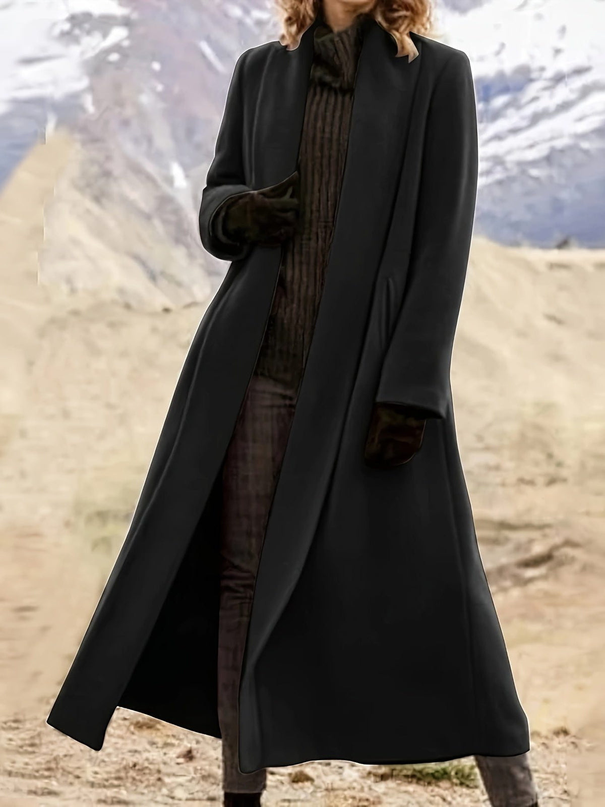 Longline Wool Coat for Women - View 7